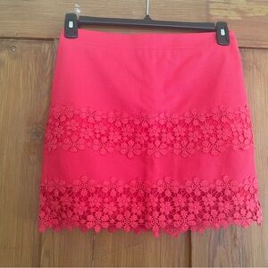 J. Crew Dark Pink Crochet Lace Aline Skirt Size 0
